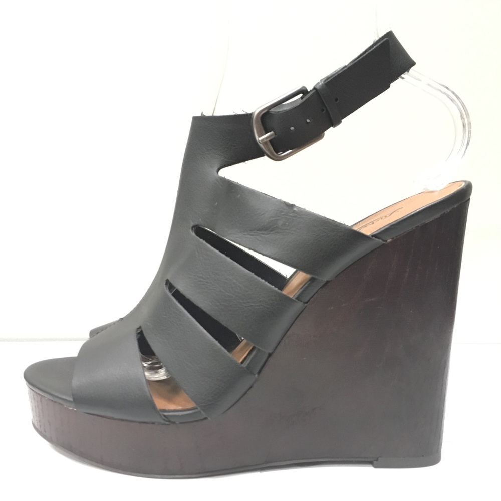 LUCKY BRAND Ravinna Sz 8 Black Strappy Wedges New!